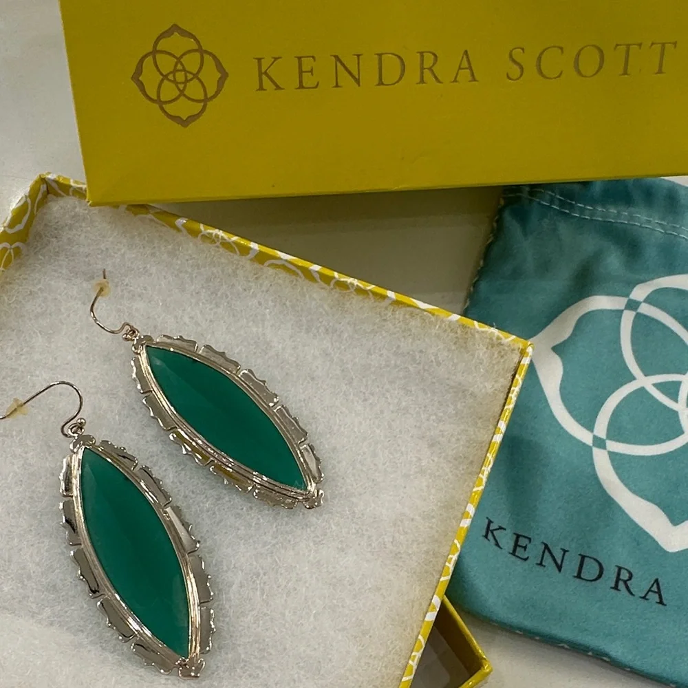Kendra Scott VINTAGE Teal Marquise Drop Earrings in Gold-Tone